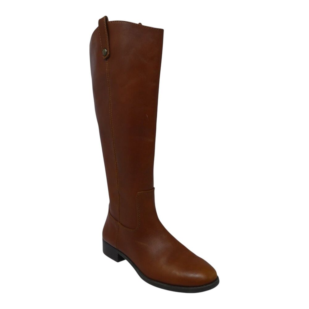 INC International Concepts Fawne Brown Leather Wide Calf Tall Riding Boots